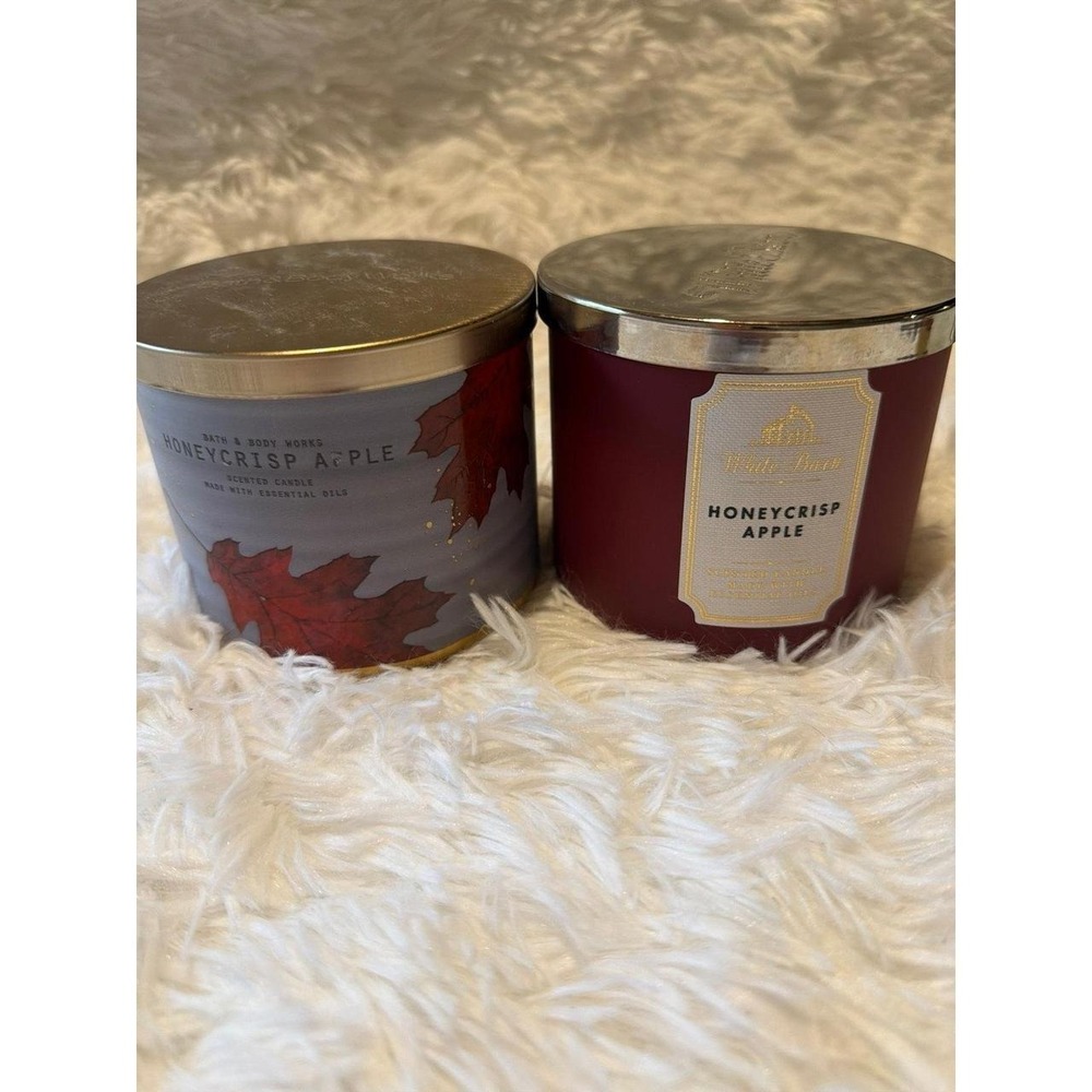 honeycrisp apple candle white barn bath and body works set of 2